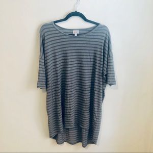 LulaRoe Gray Striped High Low Tunic Size Large